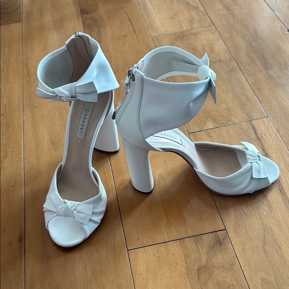 Casadei White Stiletto Heels with Ankle Strap